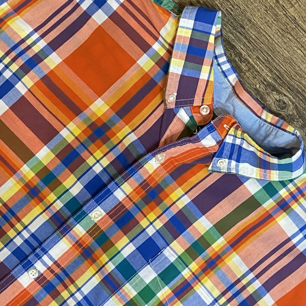 Chaps Mens XXL Plaid Short Sleeve Shirt Dadcore Classic Casual Button Down